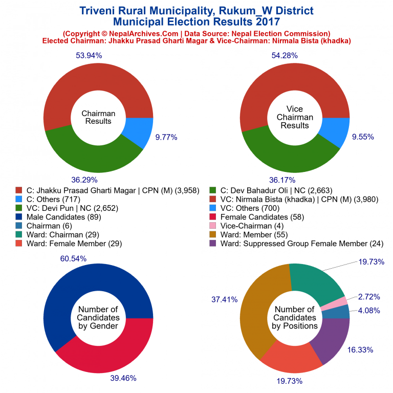 2017 local body election results piechart of Triveni Rural Municipality