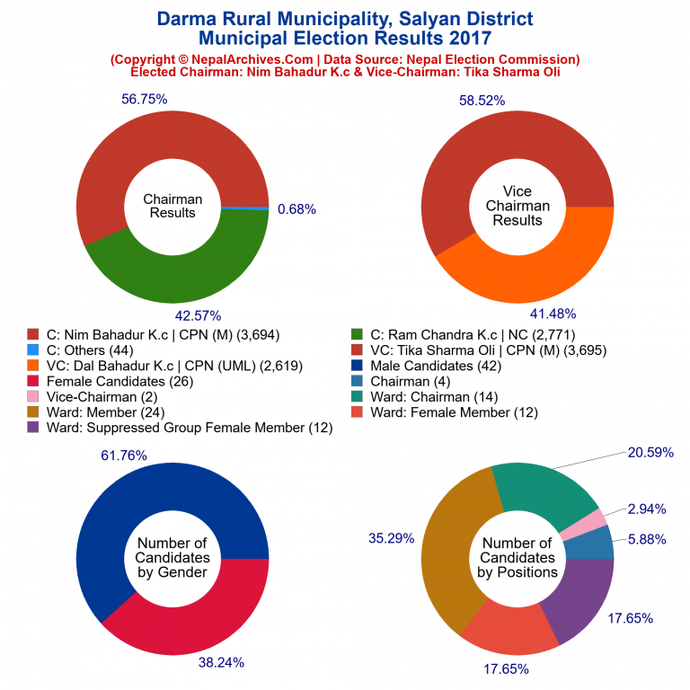 2017 local body election results piechart of Darma Rural Municipality