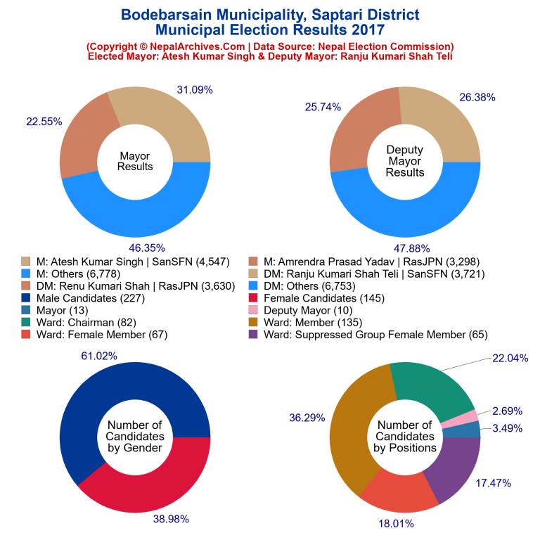 2017 local body election results piechart of Bodebarsain Municipality