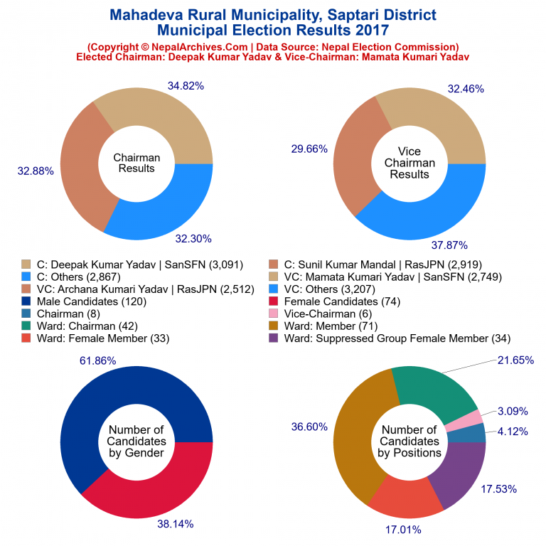 2017 local body election results piechart of Mahadeva Rural Municipality