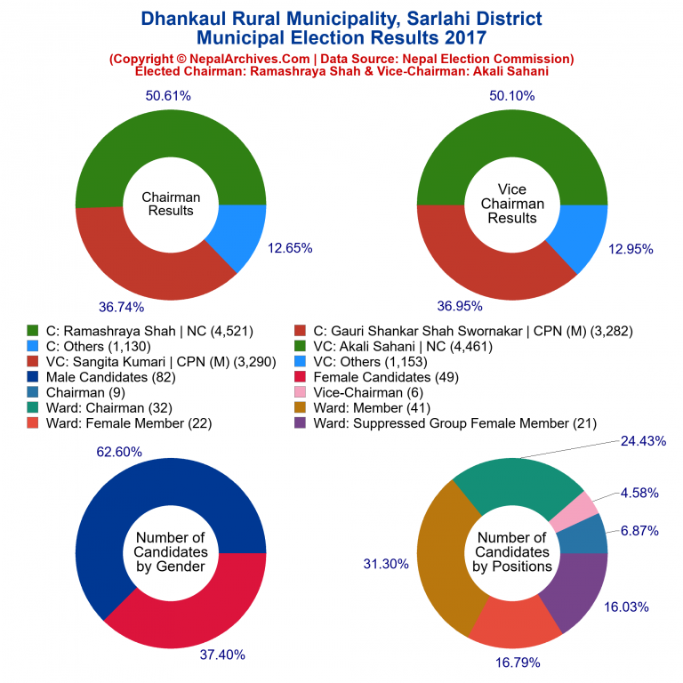 2017 local body election results piechart of Dhankaul Rural Municipality