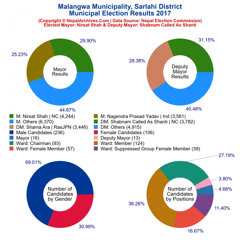 2017 local body election results piechart of Malangwa Municipality