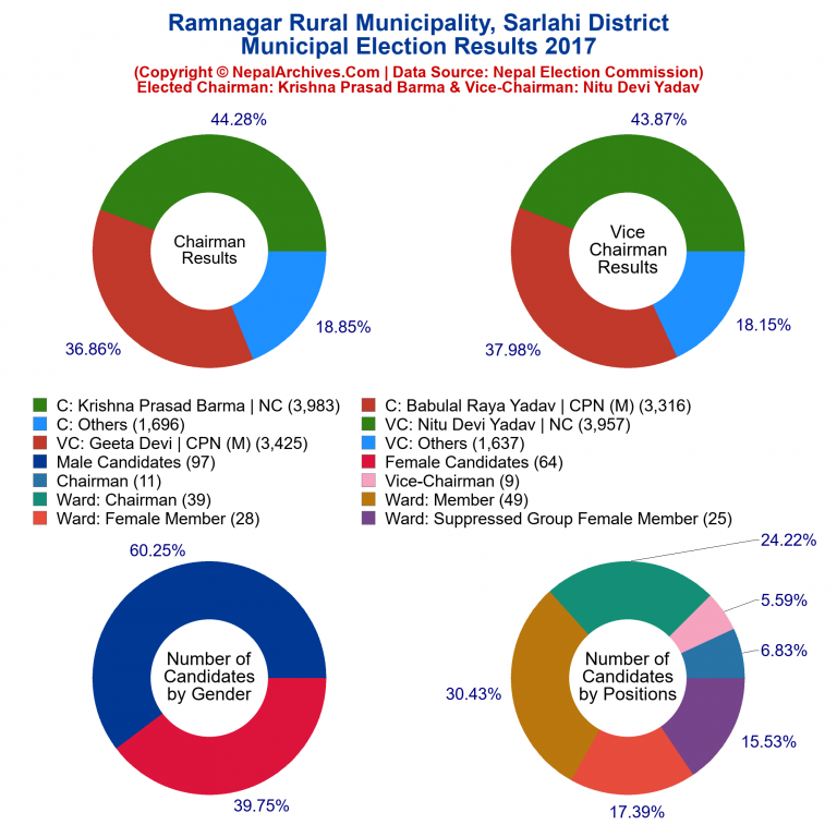 2017 local body election results piechart of Ramnagar Rural Municipality