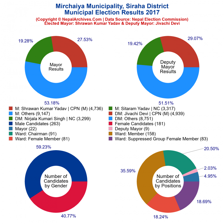 2017 local body election results piechart of Mirchaiya Municipality