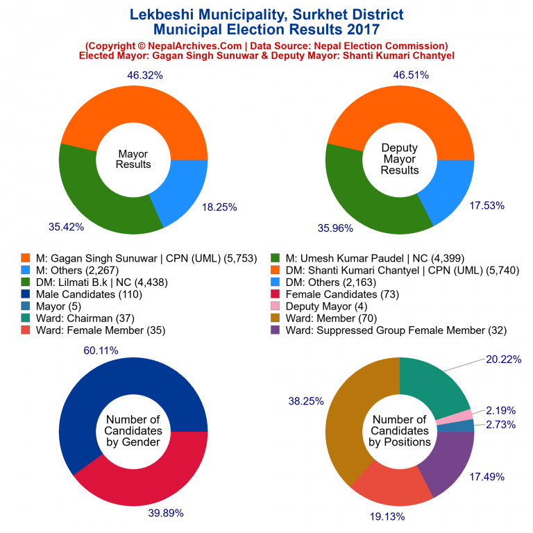 2017 local body election results piechart of Lekbeshi Municipality